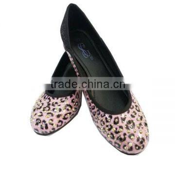 Ballerina pink leopard beautiful ladies flat shoes