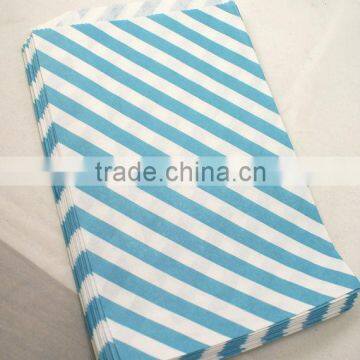 Itty Bitty Blue and white Diagonal Stripe treat favor Bags for gift wrapping