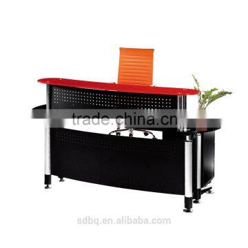 PT-P005 Tempered glass Aluminum leg 1.2mm steel plate reception desk