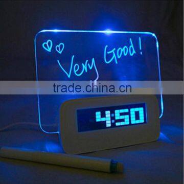 Night light Digital Alarm Clock Blue Light Digital LED Message memo Board