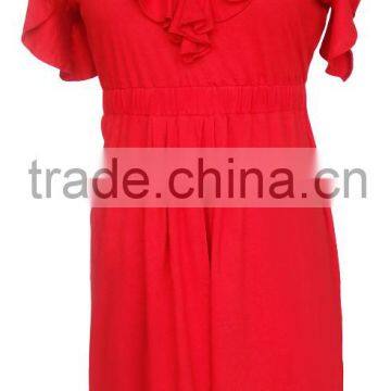 V neck Maternity dress frill neck and sleeves