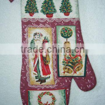 Christmas Kitchen Gift Heat Resistant Double Oven Mitts - Quilted Cotton Interior Cotton Gloves photo-3