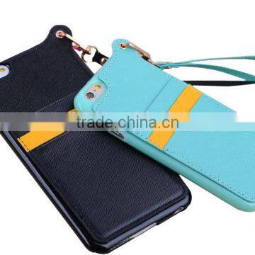 Ultra Thin pu Skin+tpu Dual Color Cellphone Pocket Leather Case for Iphone 6/6s With Hand Rope Supplier's Choice photo-2