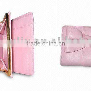 Women's Wallet with Metal Lock and Button, Available with Three Business Card Pocket