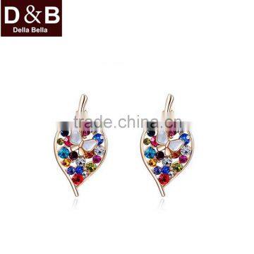 HYE43167 Fashion Austrian Crystal Rose Gold With Colorful Rhinestone Earrings