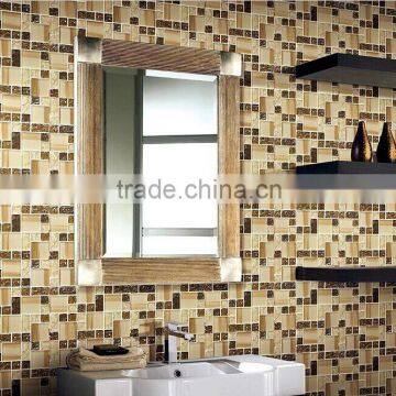 Yellow Broken Kitchen Background Wall Tile Crystal Glass Mosaic