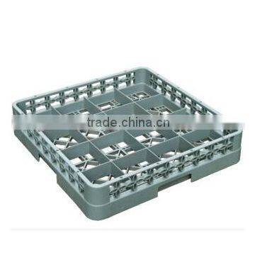 16 Compartment Plastic Flat Base Rack Stand/Glass Rack