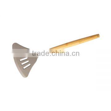 CK001 Silicone Shovel, Silicone Slotted Turner, Silicone Spatula with Wooden Handle