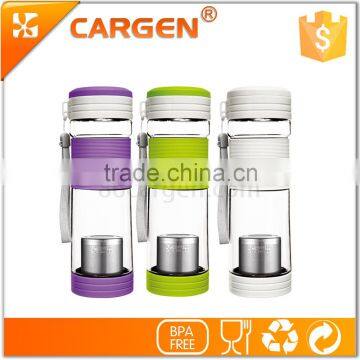 Silicone Sleeve Plastic Sport Tea Strainer Water Bottle photo-2