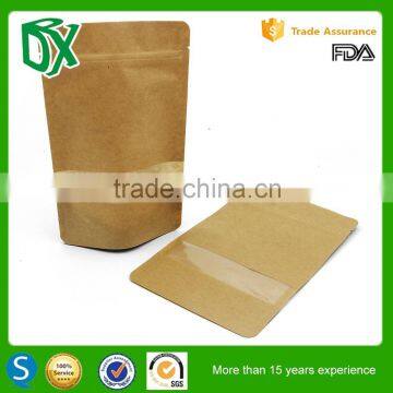 stand up bags factory from China for kraft paper bag with window and zipper