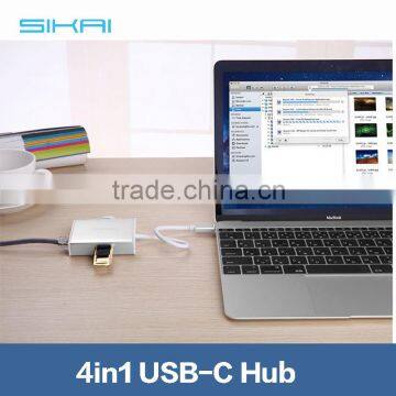 For USB Type-C Laptop For New MacBook Chrome Book Pixel 2 USB 3.0 Type C Hub Support Charging and Internet