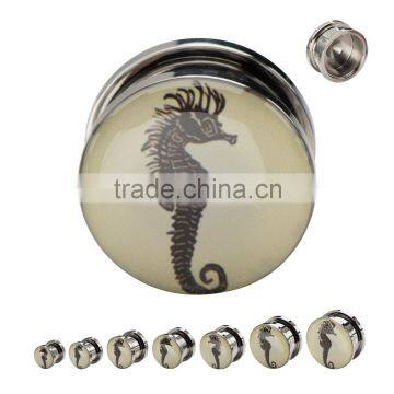 Surgical Steel seahorse Logo Ear Plugs Piercing Gauges Earrings