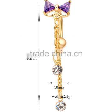 Hot Sex Women Bowknot Zircon Belly Navel Ring photo-4