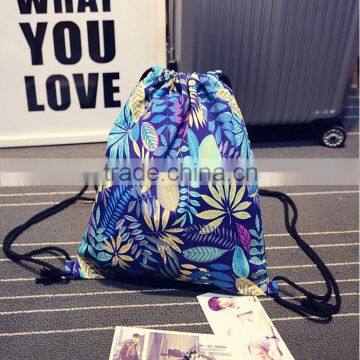 Foliage Pattern Blue Canvas Backpack