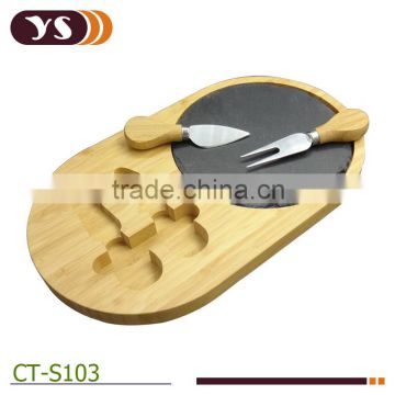 bamboo broken edges slate cheese board with tools