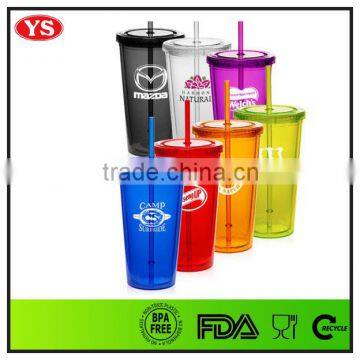 20 oz bpa free double wall personalized acrylic cup with straw