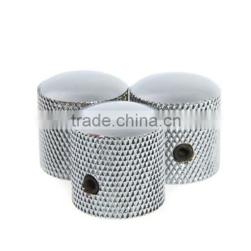 3PCS Chromed Metal Dome Knobs Knurled Barrel for Electric Guitar Parts Silver