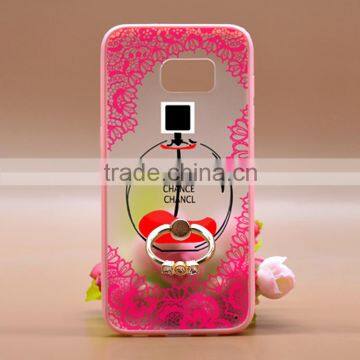 Charming Perfume Series Slim TPU+PC 2-in-1 Hybrid Pattern Colorful Painting Case With Finger Ring Holder For Samsung 7s Edge