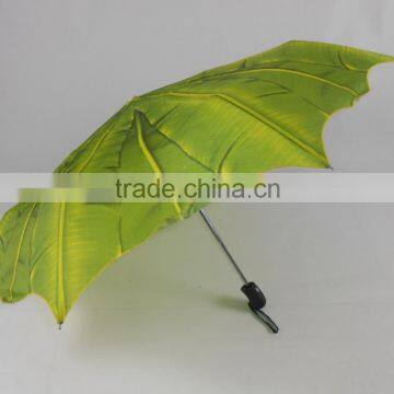 Creative Natural Palm Green Leaf Square Shaped Eco Umbrella photo-3