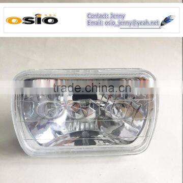 7 inch Square BMC CRYSTAL GLASS 12V/24VAuto Halogen Semi Sealed Beam Auto Halogen Lamp Install H4 or HID H4 Xenon Bulb