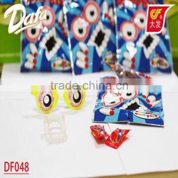 plastic toy sunglass teeth with hard candy surprise bag for Halloween