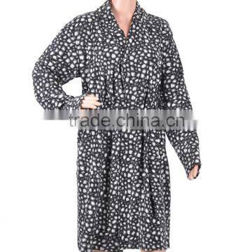 2015 New Women Leopard Print Bathrobe Ladies Microfleece Bath Robe Night Gown