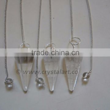 CRYSTAL QUARTZ FACETED FLATE HEAD PENDULUM