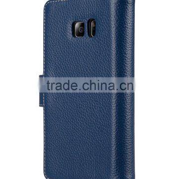 Wallet Card Slot Mobile Phone Cover Blue Genuine Leather Case for Samsung Galaxy Note 7