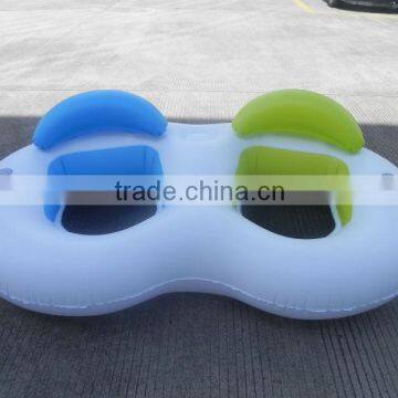 inflatable water twin lounge tube with drinking holder