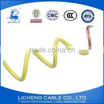 Hot sale PVC insulated flexible copper wire cable yellow wire1.5mm2