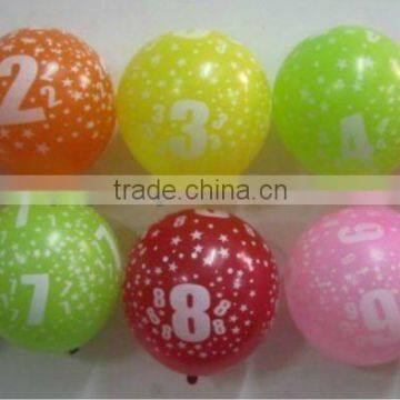 Wholesale Printed Number & Age Latex Balloons,Childrens Age Latex Balloons 1-10 Latex Balloons assorted colours