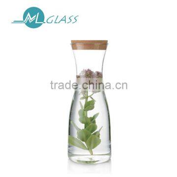 1000ml high borosilicate glass water bottles with wood lid