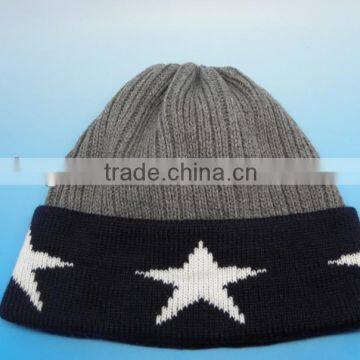 Knitted winter hat with jacquard logo