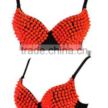 orange FASHION DESIGN Cheap rivets spike bra top