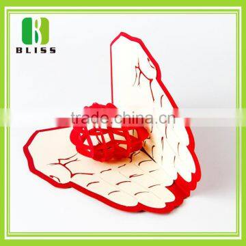 Video red custom die cut 3d folding Customized 2.4'' 2.8'' 4.3'' 5'' 7'' 10'' digital video lcd greeting card