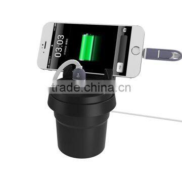 cup shape multifunctional cylinders car charger with holder