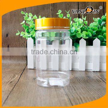 300ml PET Clear Plastic Health Care Pill Bottle With Golden Screw Lids