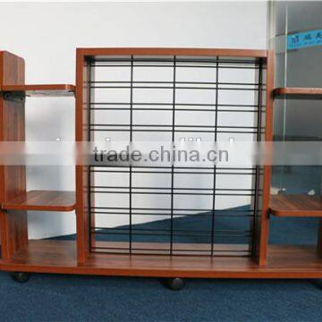 Customized Flooring Detachable 4-tier Wheels Retail Store Wood Display Shelf photo-3