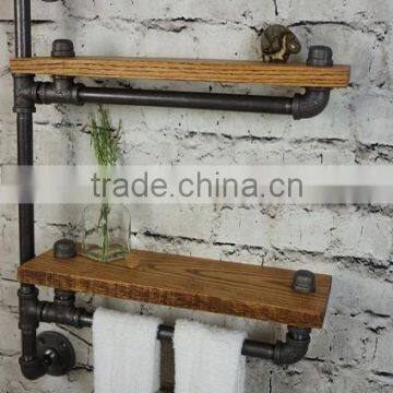 2 Layers Water Pipe Wall Mounted Bath Shelf With Tower Bar photo-2