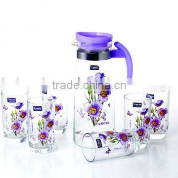 Wholesale Glass 7pcs Water Set With Heat Transfer Printing photo-3