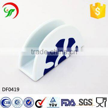 Factory direct sale custom logo and design printing white ceramic napkin holder