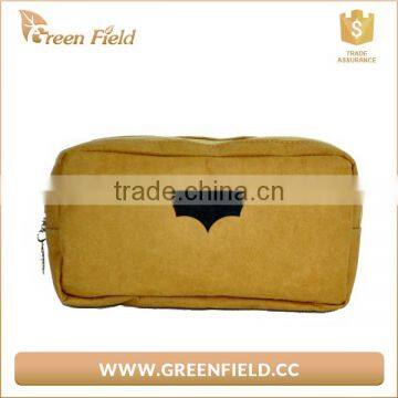 Eco-friendly Brown Washable Kraft Paper Cosmetic Clutch Bag