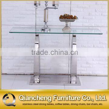 2017 tempered glass silverstainless steel console table