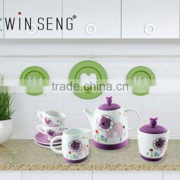 Ceramic Tea Pot Set with Teapot, Two Cups and Saucers,