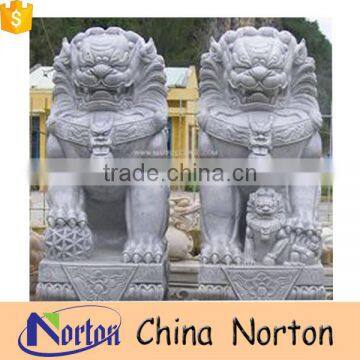 Hand carved stone sitting chinese foo dog lion for doorway decor NTBM-L014Y