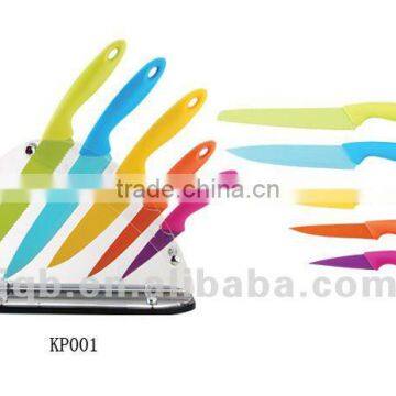 Hot Sale Color pp Handle 6pcs Eco-friendly Non-stick Spray Paint Stainless Steel Kitchen Knife Set