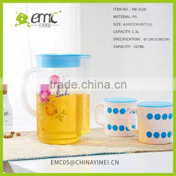 Set of 3 Pcs Double Layers PP Cold Water Teapot Jug Plastic Kettle photo-2