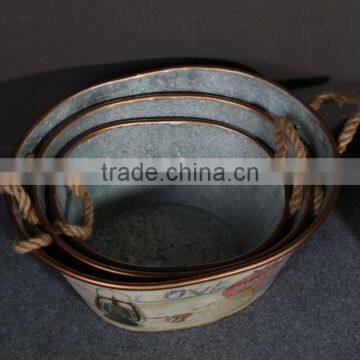 Beer Ice Bucket Galvanized Metal Ice Bucket Oval Shape Metal Ice Bucket photo-4