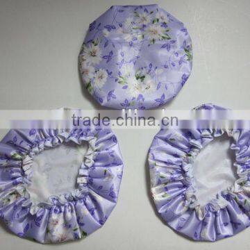 2013 popular Satin shower cap with flower for ladies and children