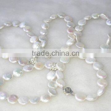 Cheap 12mm Freshwater Coin Pearls Bracelet photo-3